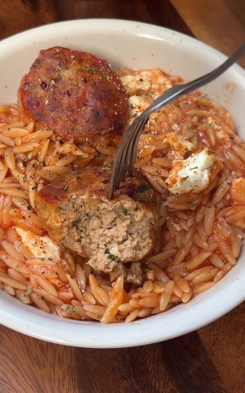 Meatballs with Orzo and Feta