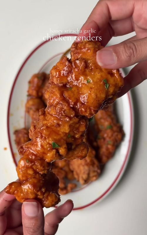 Honey Sriracha Garlic Chicken Tenders